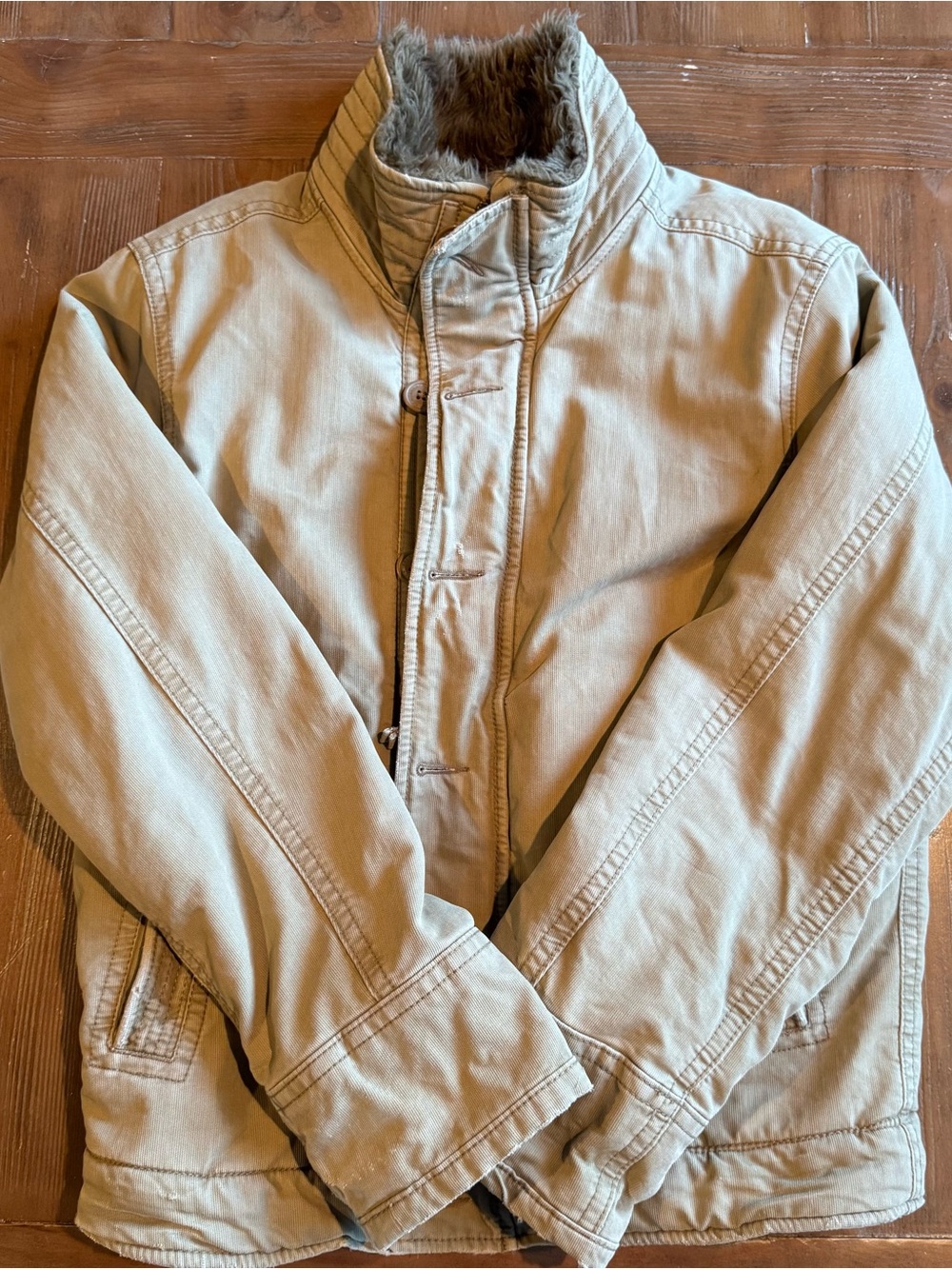 Abercrombie & Fitch Adirondack Jacket Size M Tan Faux Fur Lined